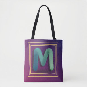 Tote Bag "M" initial de fourrure sur l'arrière - plan en pe