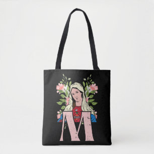 Tote Bag M Marie Vierge Sacré Coeur Jésus Catholi religieux