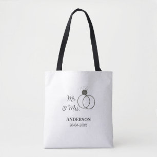 Tote Bag M & Mme ajoutent le nom de famille date année cade