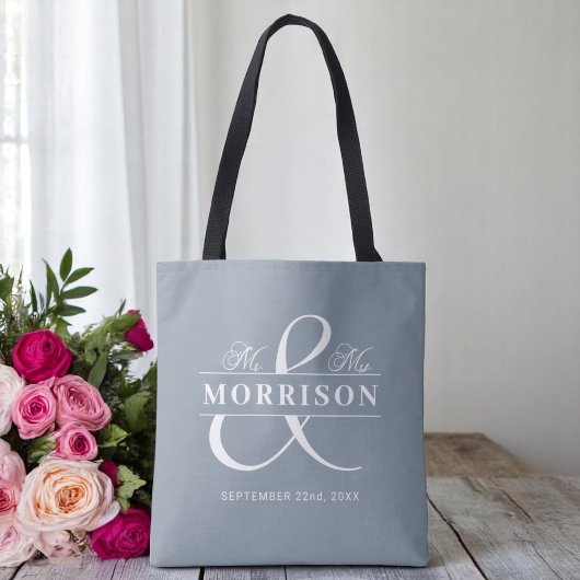Tote Bag M. Mme Monogram Dusty Mariage bleu