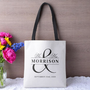 Tote Bag M. Mme Monogram Mariage noir blanc