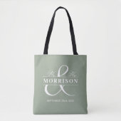 Tote Bag M. Mme Monogram Sage Mariage verte (Devant)