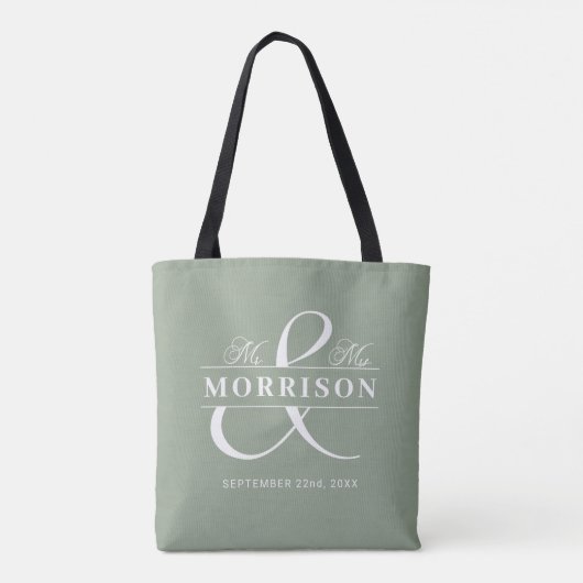Tote Bag M. Mme Monogram Sage Mariage verte (Dos)