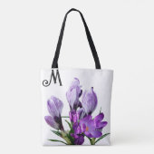 Tote Bag M monogramme personnalisable joli mauve girly flor (Dos)