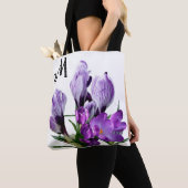 Tote Bag M monogramme personnalisable joli mauve girly flor (De près)