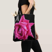 Tote Bag M nom Cutomizable joli rose rose tendance floral (De près)