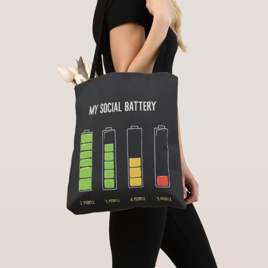 Tote Bag Ma batterie sociale introvertit l'Humour social (De près)
