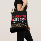 Tote Bag Ma Saint Valentin m'appelle grand-mère Leopard Buf (De près)