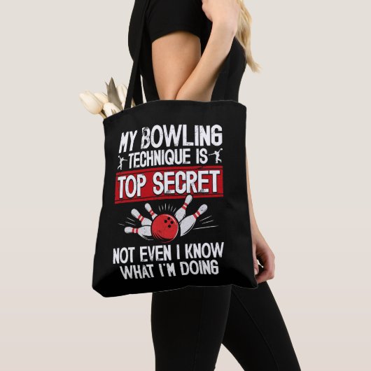 Tote Bag Ma technique de bowling est top secret Bowling drô (De près)