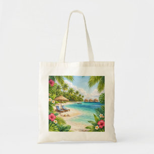 Tote Bag Maafushi Maldives Plage Tropicale Bungalow sur l'E