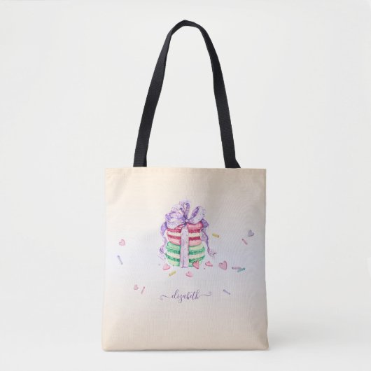 Tote Bag Macarons aquarelle tendance cool (Devant)