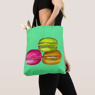 Tote Bag Macarons colorés aquarelle art funky