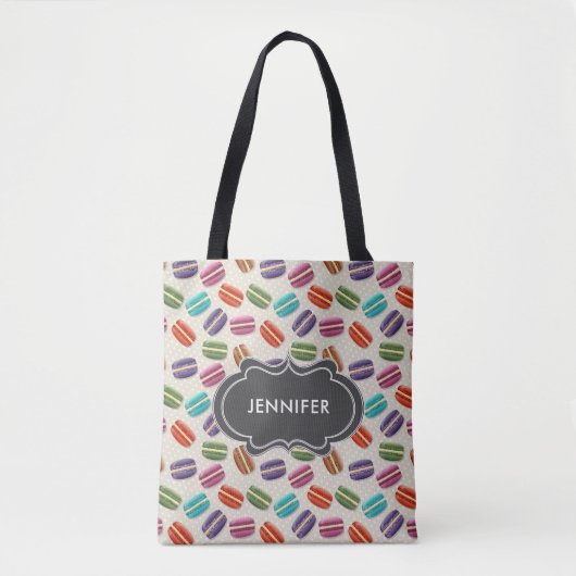 Tote Bag Macarons colorés mignons Motif avec Pois (Devant)