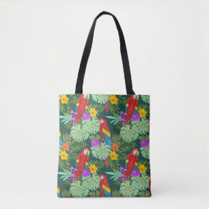 Tote Bag Macaw, plantes tropicaux : motif sans soudure.
