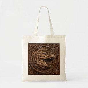 Tote Bag Mâchoires effrayantes : impression sur bois de cro