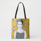 Tote Bag Madame rose de fleur - jaune (Devant)