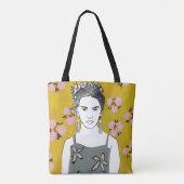 Tote Bag Madame rose de fleur - jaune (Dos)