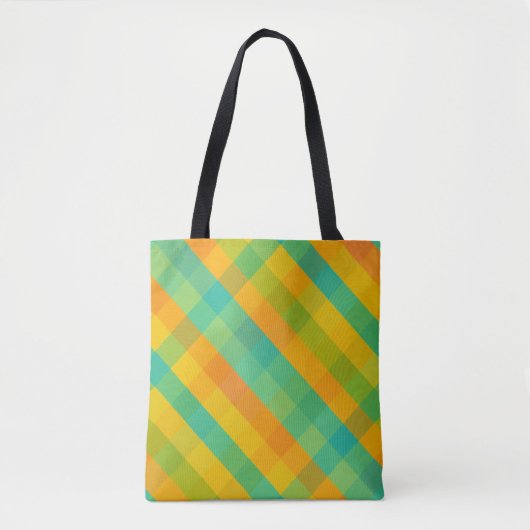 Tote Bag Madras Check Revival - Vibrant Diagonal Plaid Four (Devant)
