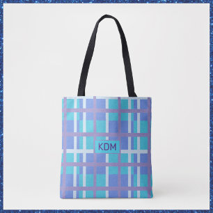 Tote Bag Madras moderne violet bleu