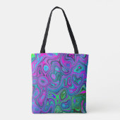 Tote Bag Magenta marbré et citron vert Super Art Abstrait (Dos)