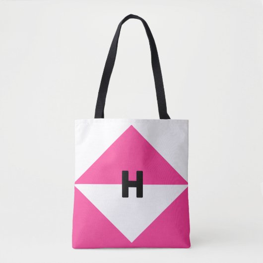 Tote Bag Magenta moderne et blanc (Devant)