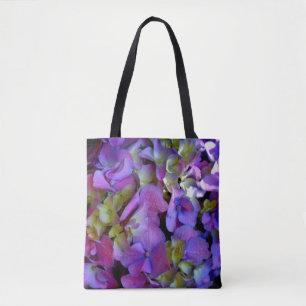 Tote Bag Magenta Purple Hydrangée bleu violet jaune