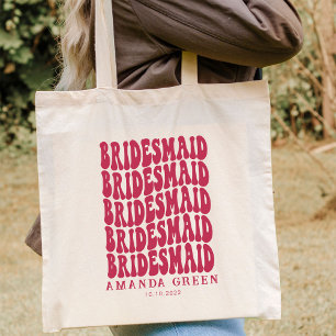 Tote Bag Magenta Rose Retro Boho Personnalisé Bachelorette
