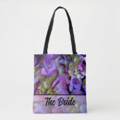 Tote Bag Magenta Violet bleu jaune Hydrangeas fleur Mariée (Devant)