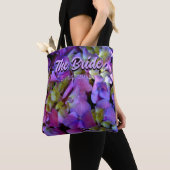 Tote Bag Magenta Violet bleu jaune Hydrangeas fleurie Marié (De près)