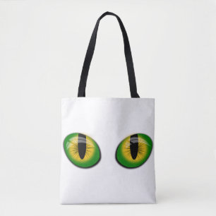 Tote Bag Magic Green Chat Jaune Yellow Yellow Eyes Fille Fe