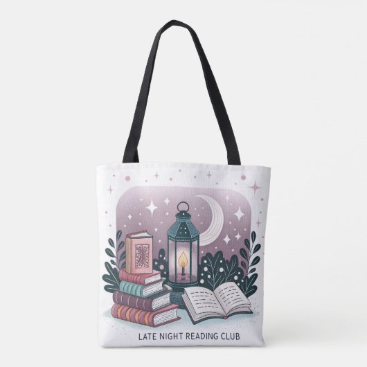 Tote Bag Magic Late Night Reading Club Lantern Book Stack (Dos)