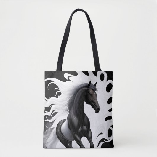Tote Bag Magnifique Cheval Noir (Devant)