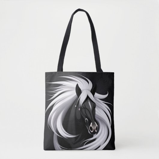 Tote Bag Magnifique Cheval Noir (Devant)