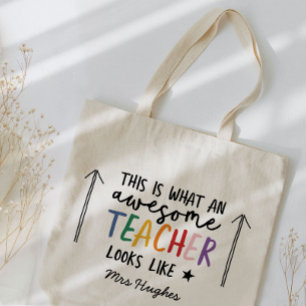 Tote Bag Magnifique enseignant typographie moderne cadeau a