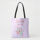 Tote Bag Magnifique floral violet et rose (Devant)