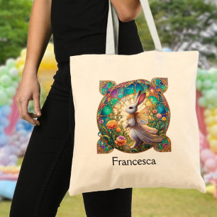 Tote Bag Magnifique Lapin en Verre Coloré Personnalisé de P