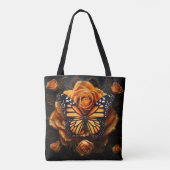 Tote Bag Magnifique papillon Monarque orange avec rose (Dos)