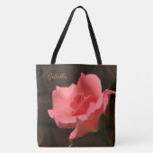 Tote Bag Magnifique rose rose, personnalisez avec le nom (Devant)
