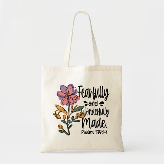 Tote Bag Magnifiquement Fleurs Fabriquées Bible Chrétienne (Devant)