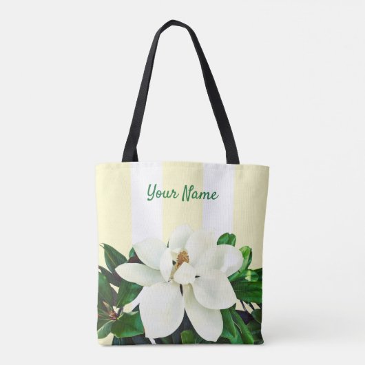 Tote Bag Magnolia Bloom | Jaune et blanc personnalisés (Dos)