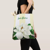 Tote Bag Magnolia Bloom | Jaune et blanc personnalisés (De près)