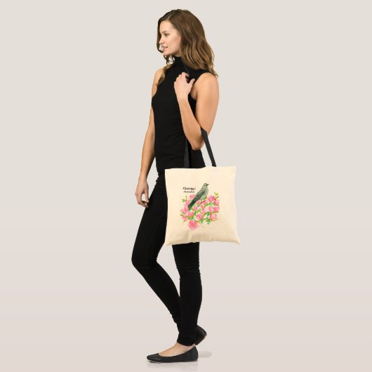 Tote Bag Magnolia Fleurs Mockingbird Aquarelle (Devant (modèle))