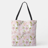 Tote Bag Magnolia Florale Monogramme Initiale Teint Rose (Dos)