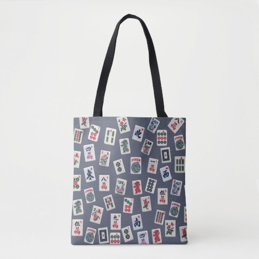 Tote Bag MahJongg mosaïques design sur bleu foncé (Devant)