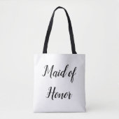 Tote Bag Maid of Honor Black Script Mariage élégant (Devant)