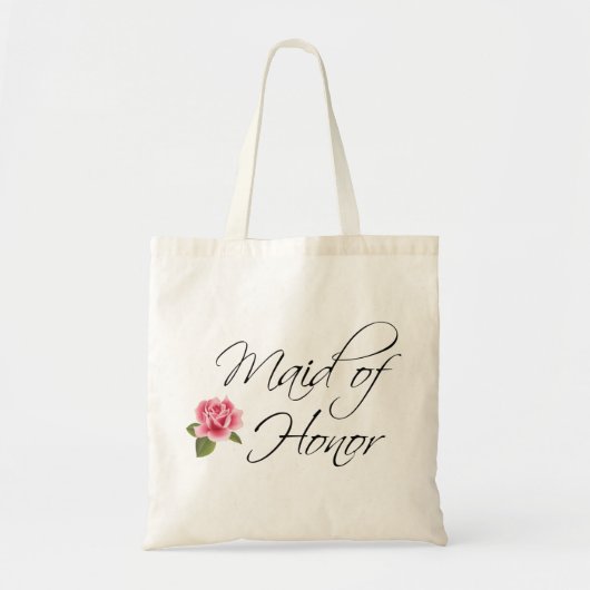 Tote Bag Maid of Honor Calligraphie et Rose (Devant)