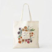 Tote Bag Maid of Honor, fleur rose orangée feuille verte (Devant)