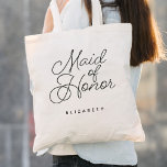 Tote Bag Maid of Honor Simple Moderne Mariage de calligraph<br><div class="desc">Maid of Honor Simple Modern Calligraphy Mariage Sac fourre-tout propose une calligraphie amusante et jolie,  ainsi qu'un nom personnalisé.</div>