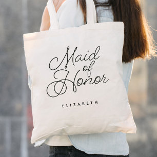 Tote Bag Maid of Honor Simple Moderne Mariage de calligraph