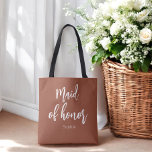 Tote Bag Maid of Honor Terracotta Mariage Brown<br><div class="desc">Maid of Honor Terracotta Sac fourre-tout en Brown et blanc pour Mariage,  fête nuptiale,  Fête des mariées,  Bachelorette Party. Découvrez d'autres produits avec ce design dans la collection ci-dessous.</div>